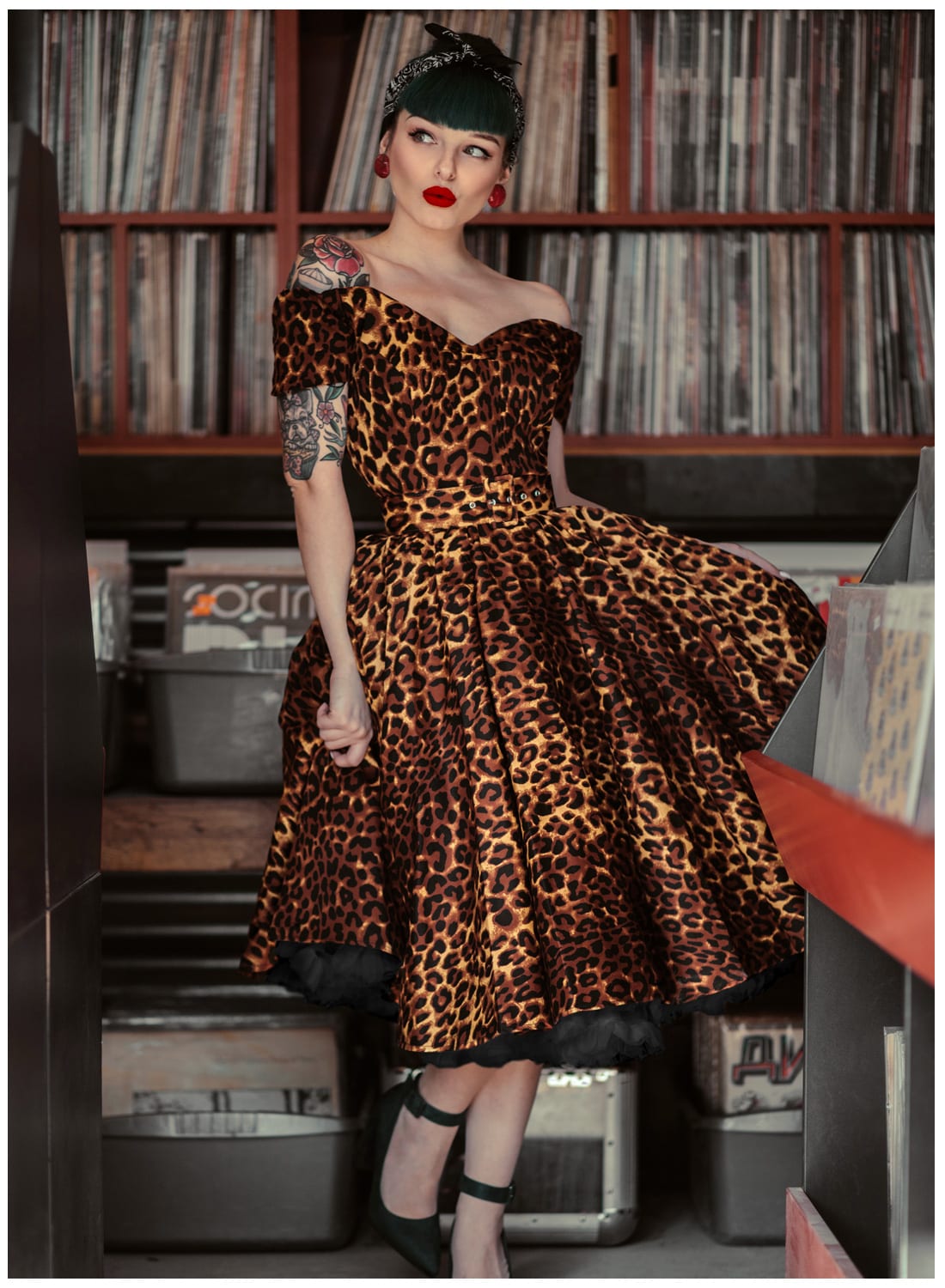Dee Dee' Leopard Print 50s Style Full 