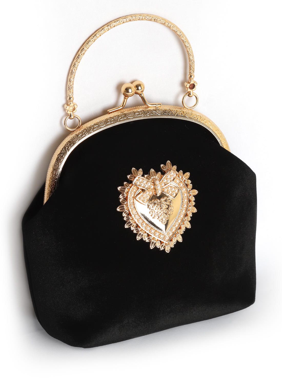 Love Affair Black Velvet Bag British Retro