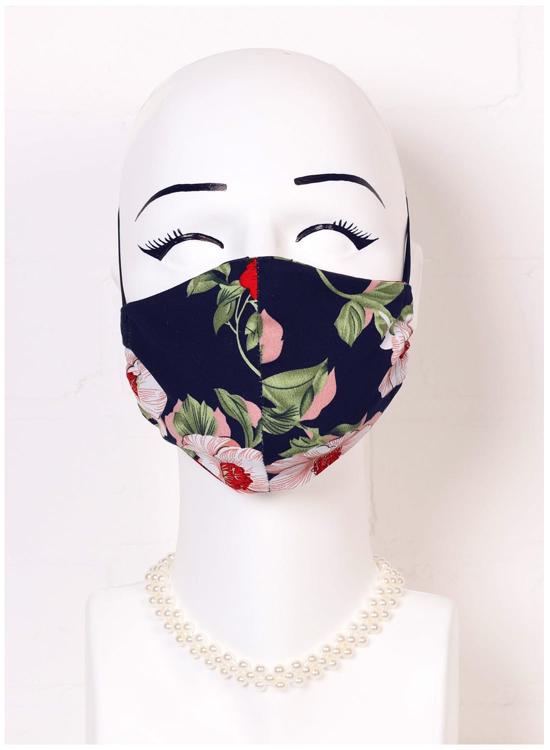 Navy Floral Mask British Retro